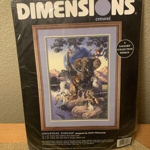 Dimensions Universal Kinship Animals Sealed Crewel Kit 1505 1997 Vintage 14x20"